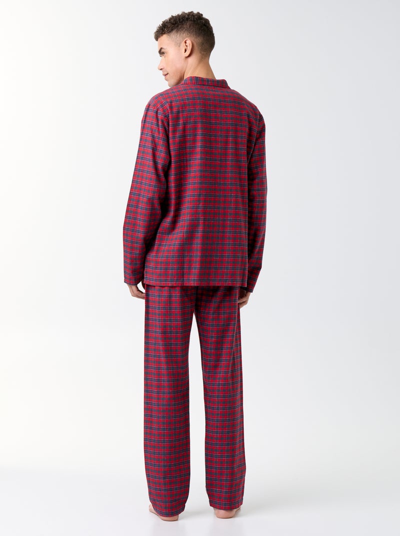 Flanell-Pyjama Hemd + Hose - 2-teilig Rouge - Kiabi