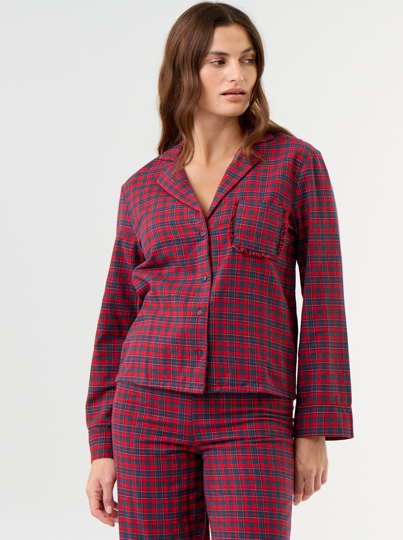 Flanell-Pyjama mit Karomuster - 2-teilig Rouge - Kiabi