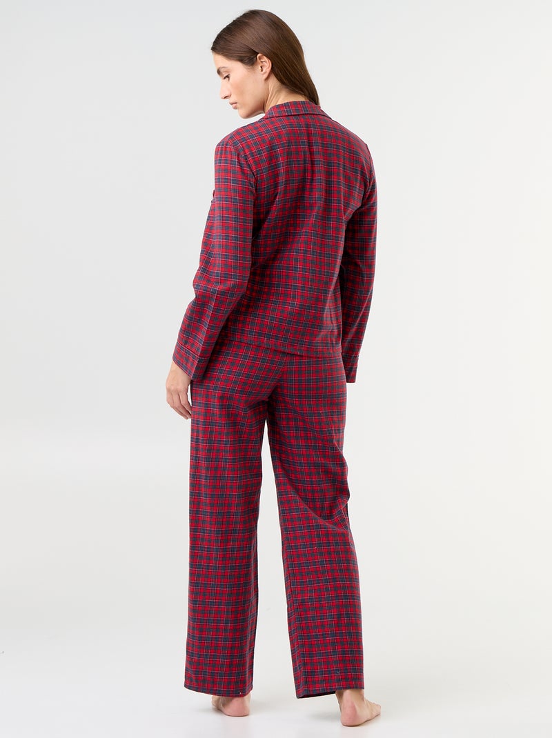Flanell-Pyjama mit Karomuster - 2-teilig Rouge - Kiabi