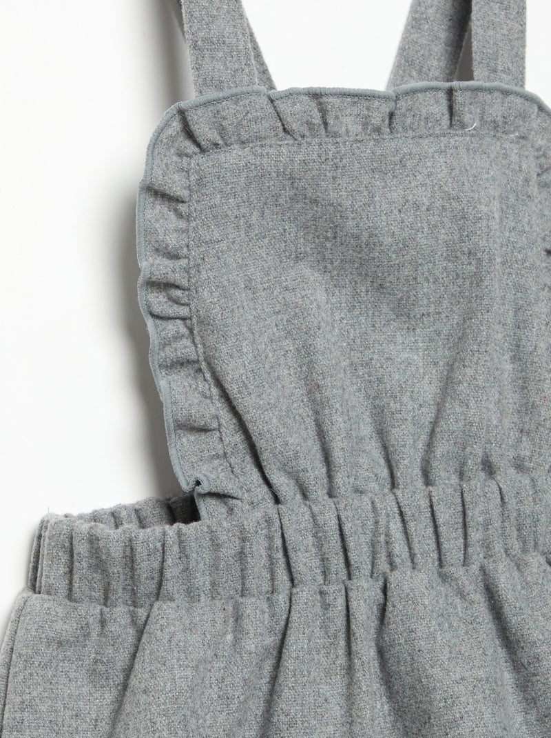 Flannel Romper with Straps Grey - Kiabi