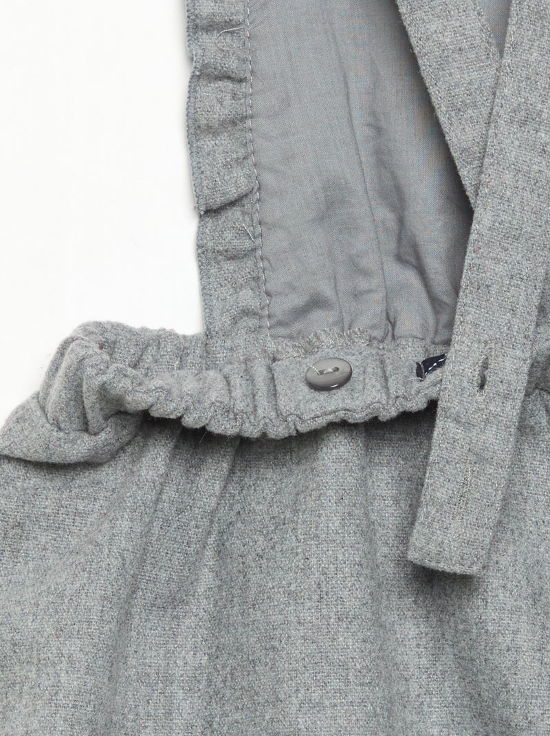 Flannel Romper with Straps Grey - Kiabi