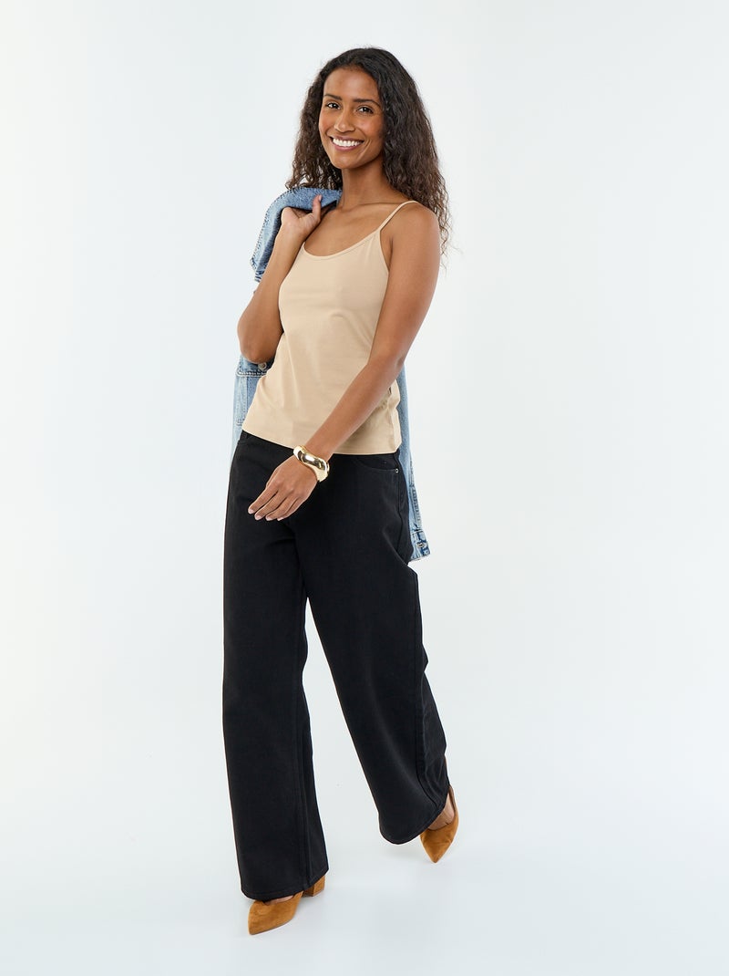 Flared camisole with thin straps Beige - Kiabi