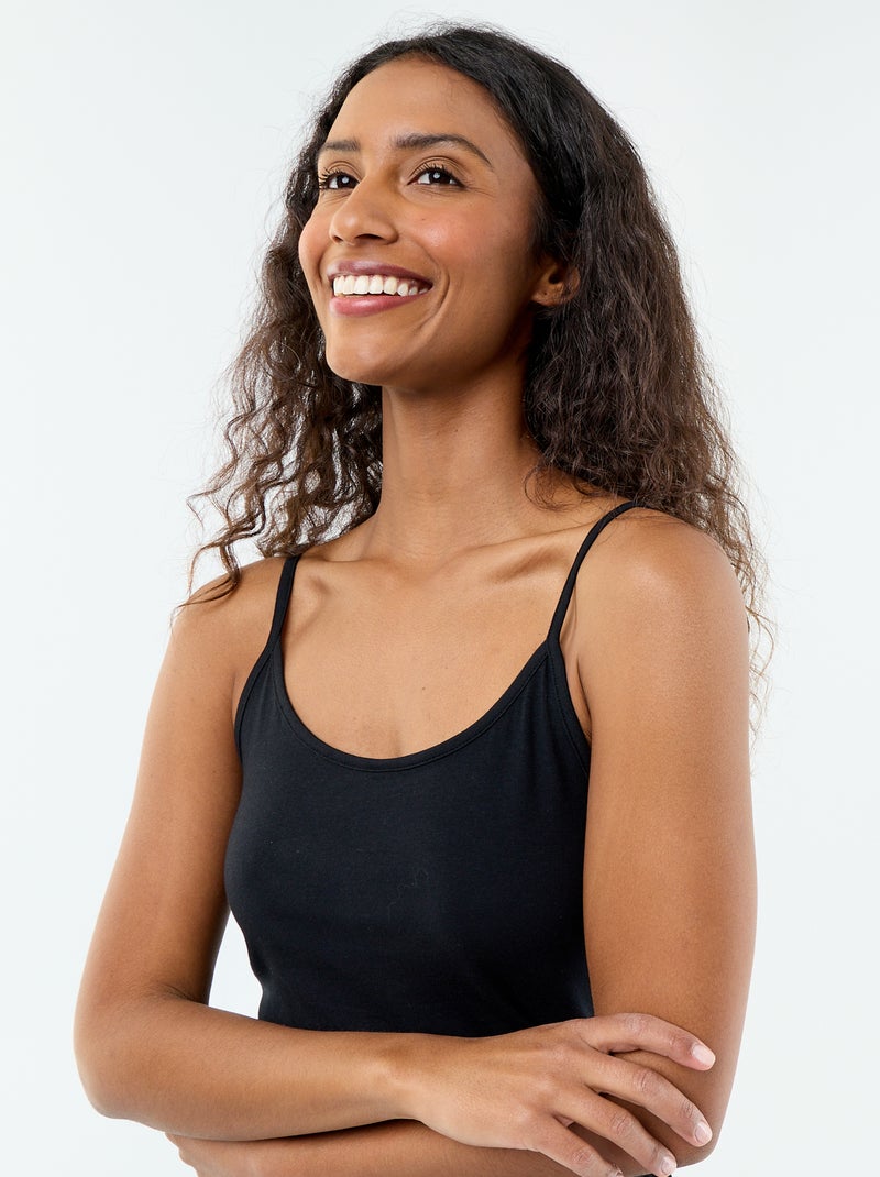 Flared camisole with thin straps Black - Kiabi