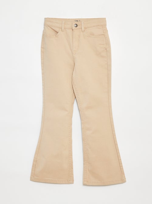 Flared twill trousers with adjustable waist - Kiabi