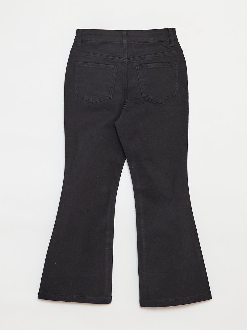 Flared twill trousers with adjustable waist black - Kiabi