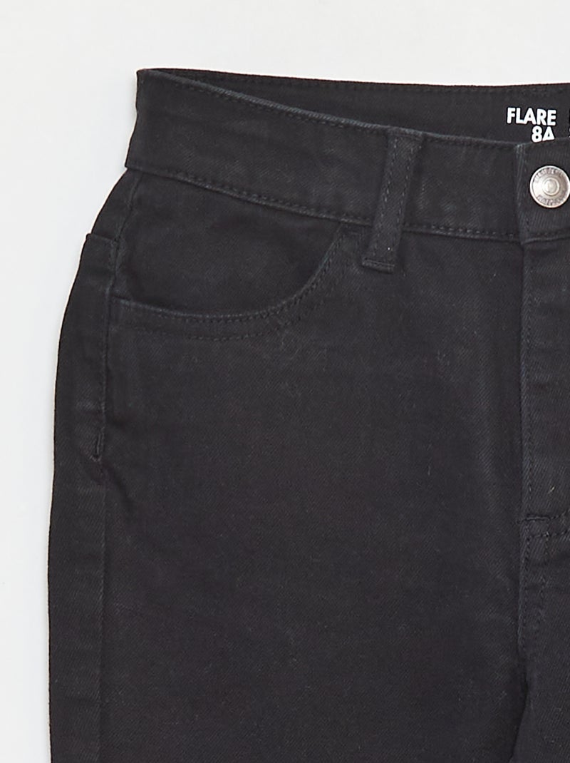 Flared twill trousers with adjustable waist black - Kiabi