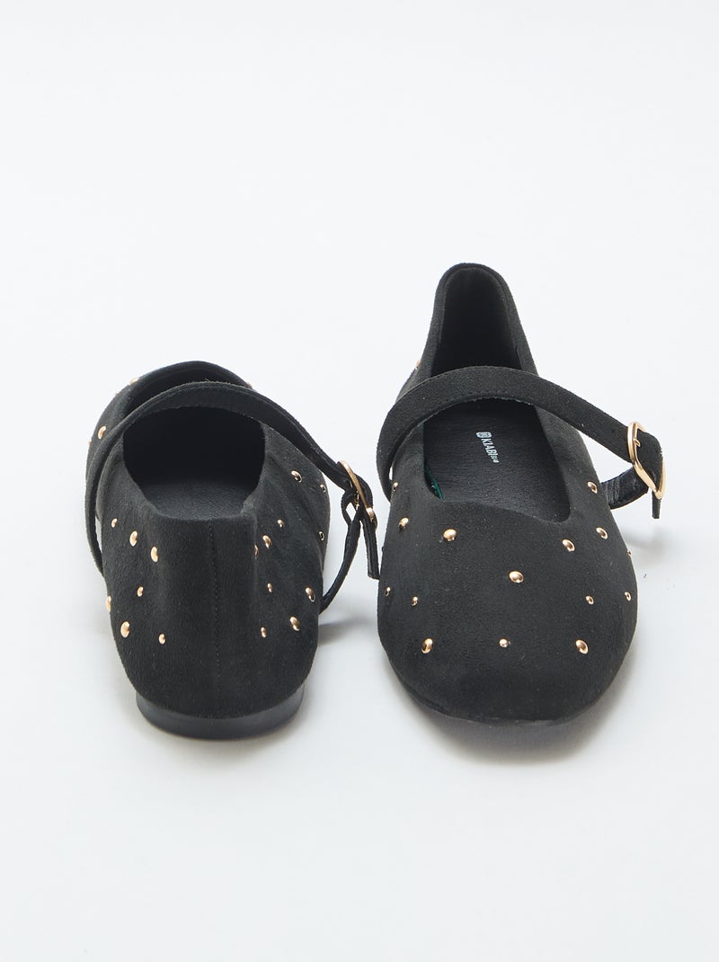 Flat Faux Leather Ballet Flats Black - Kiabi