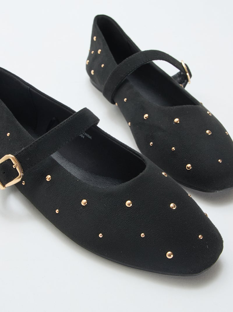 Flat Faux Leather Ballet Flats Black - Kiabi