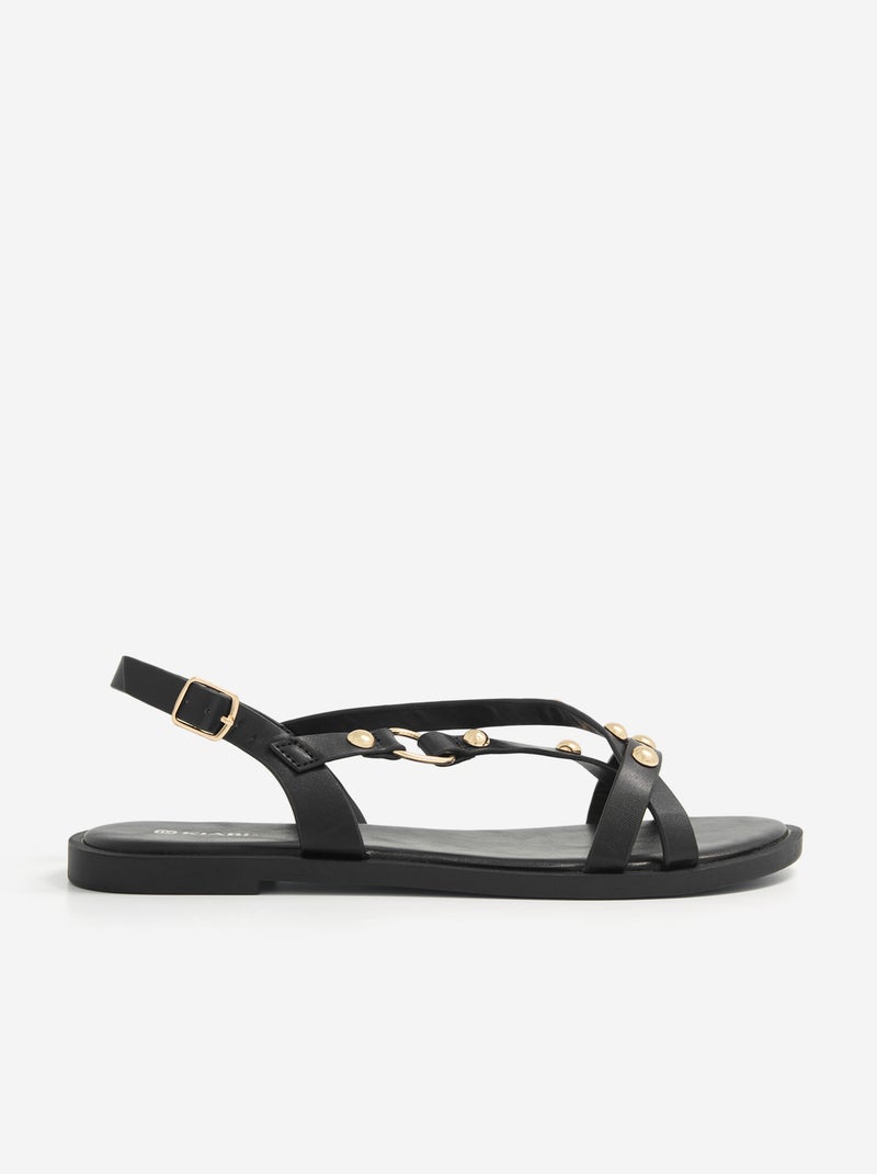 Flat sandals with stud details Black - Kiabi