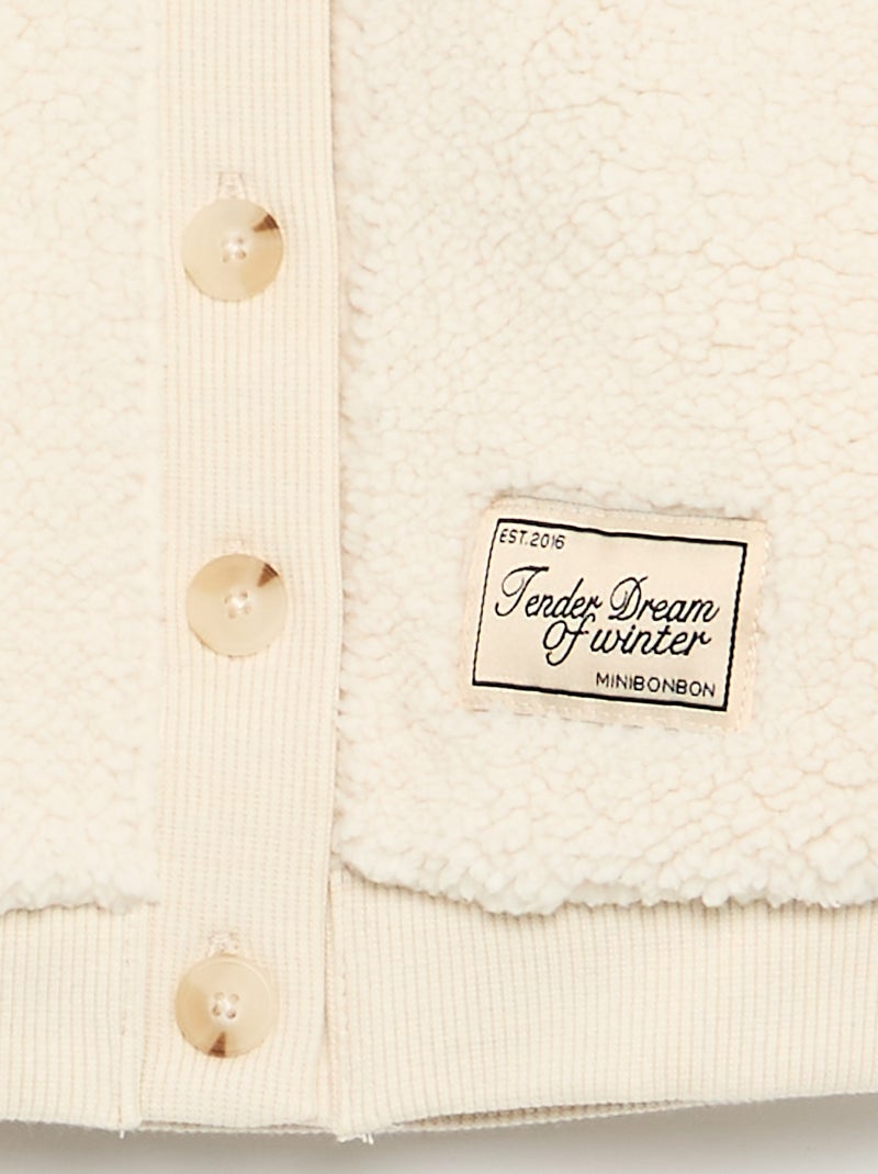 Fleece-effect cardigan White - Kiabi