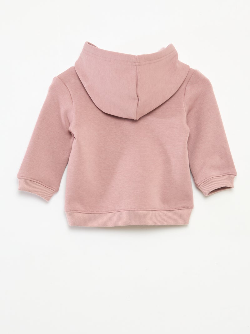 Fleece Hoodie with Animated Bunny Design Pink - Kiabi