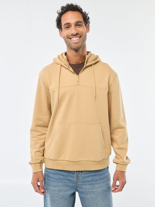 Fleece Hoodie with Zipped Neck Opening - Kiabi