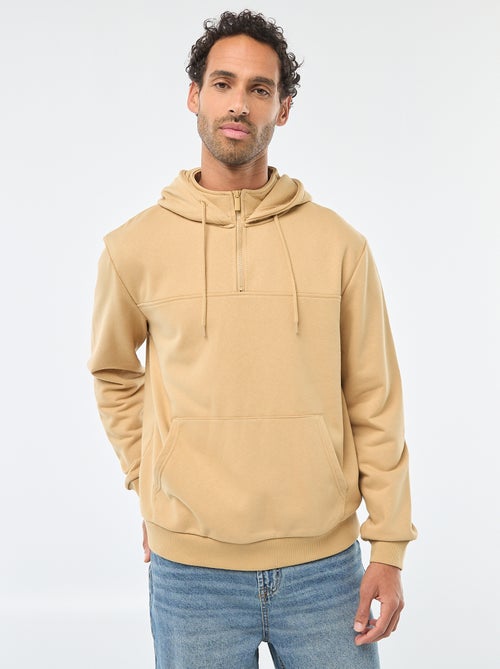 Fleece Hoodie with Zipped Neck Opening - Kiabi