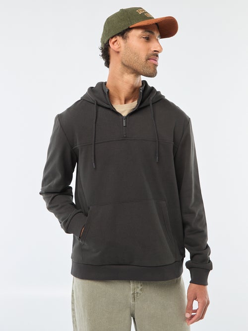 Fleece Hoodie with Zipped Neck Opening - Kiabi