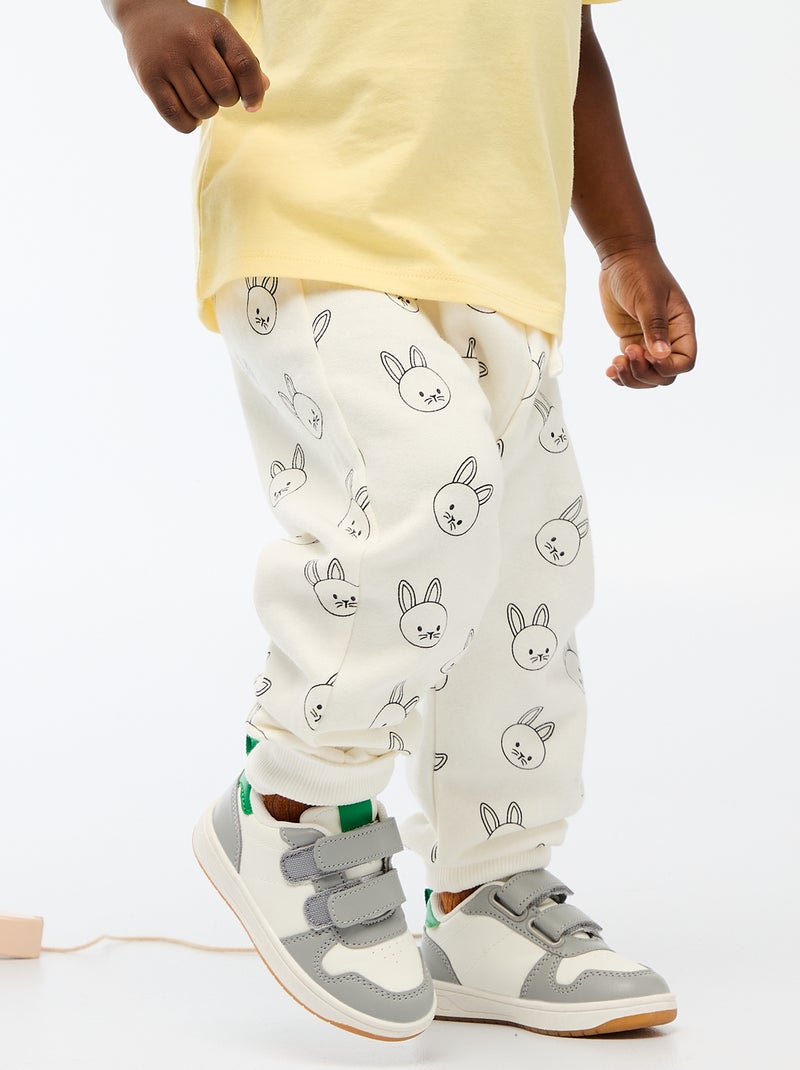 Fleece Joggers with Kangaroo Pocket and Novelty Ears White - Kiabi