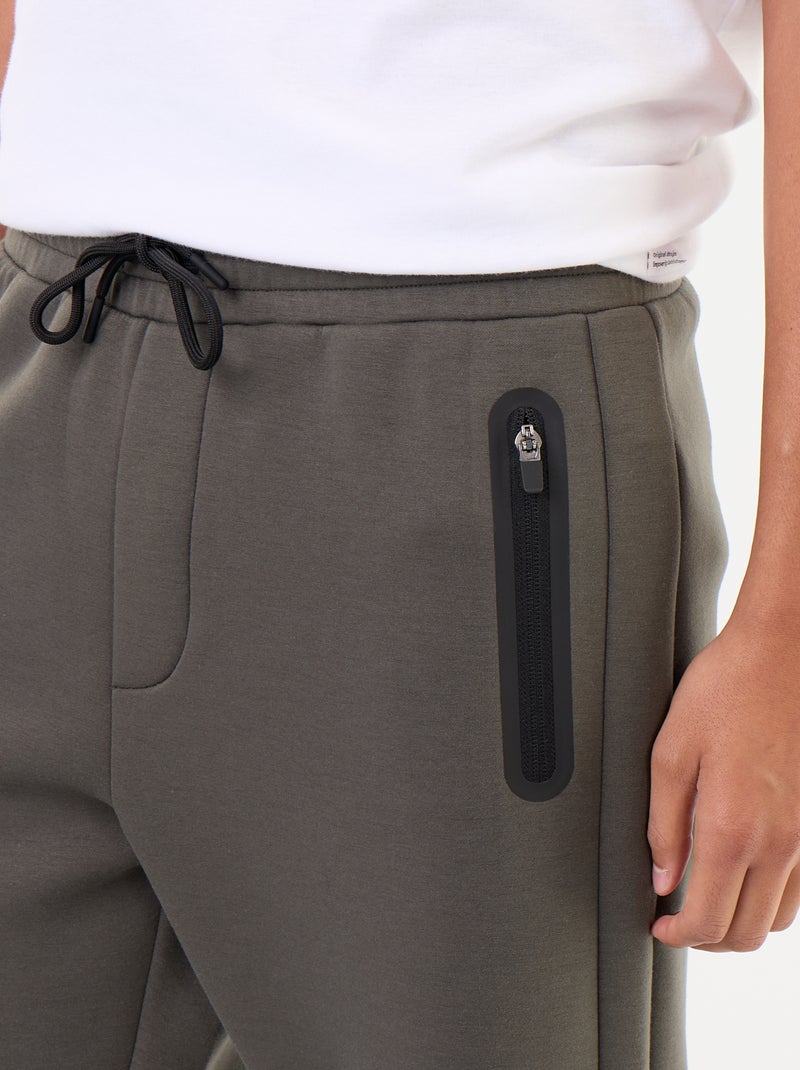 Fleece jogging bottoms with zipped pockets Khaki - Kiabi