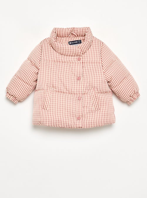 Fleece-Lined Gingham Puffer Jacket - Kiabi