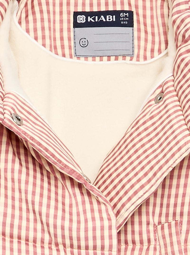 Fleece-Lined Gingham Puffer Jacket Red - Kiabi