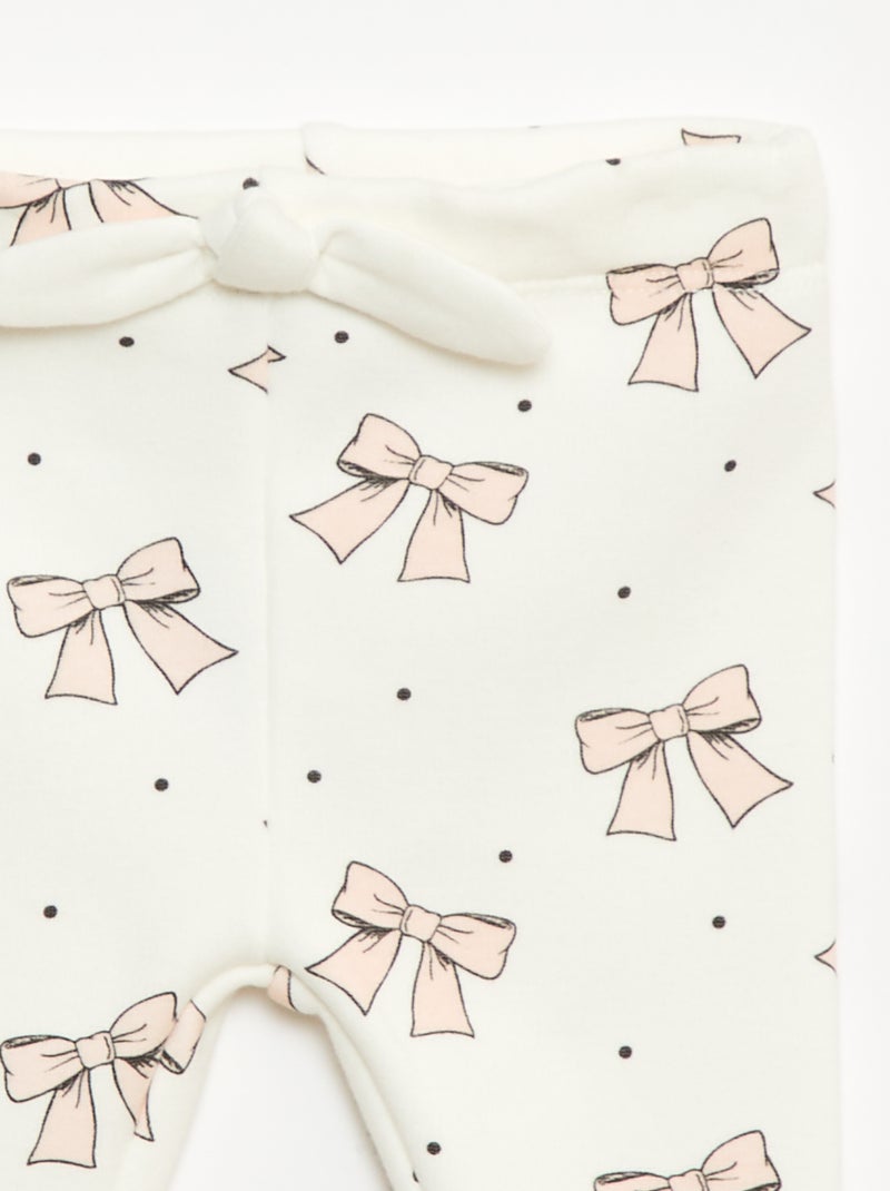 Fleece-lined leggings with bow White - Kiabi
