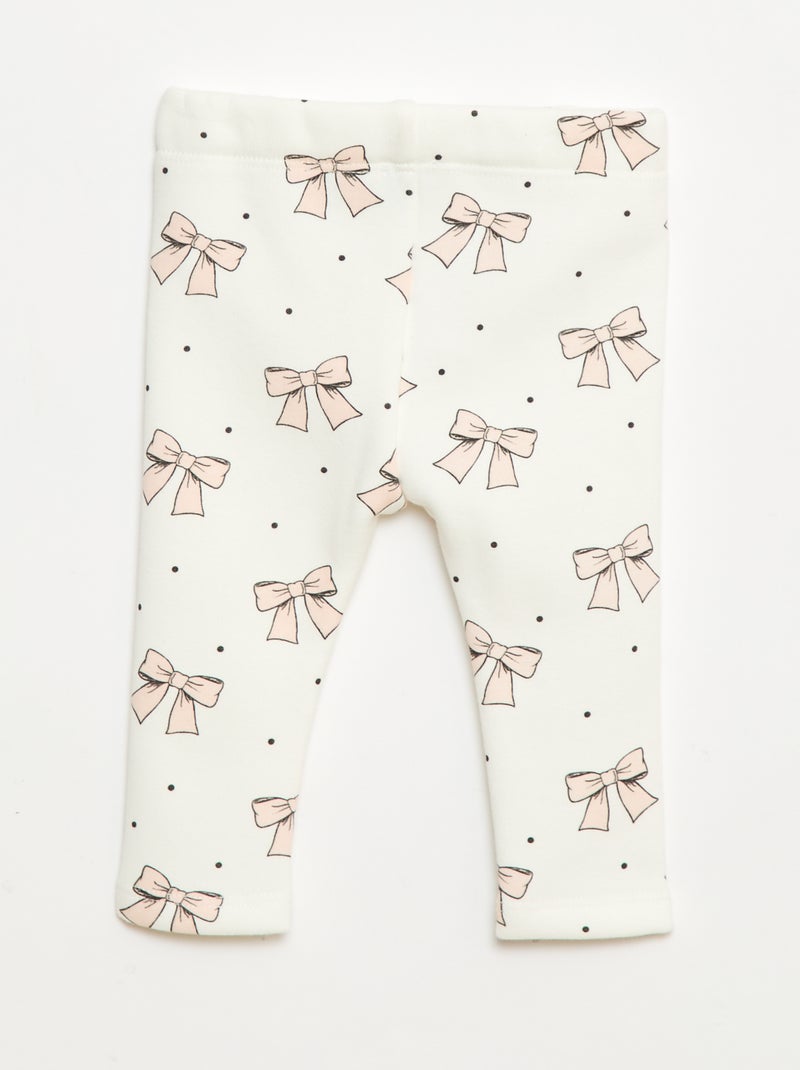 Fleece-lined leggings with bow White - Kiabi