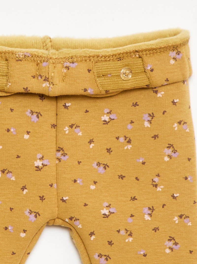 Fleece-lined leggings with bow Yellow - Kiabi