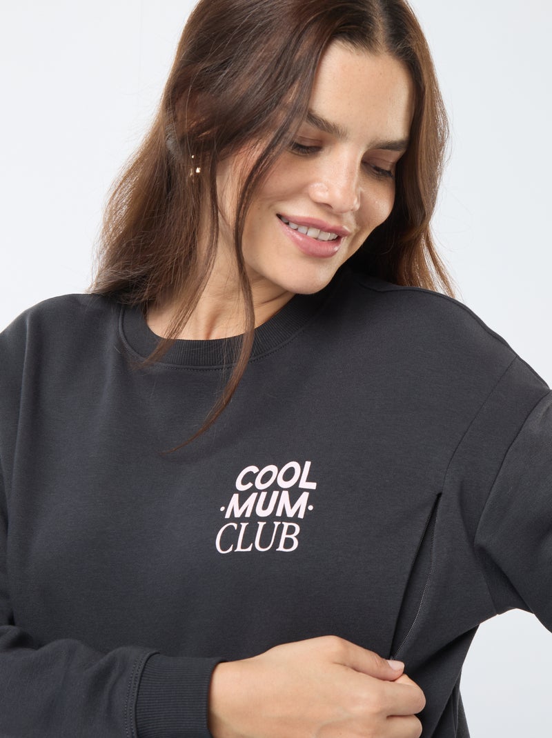 Fleece Nursing Sweatshirt Black - Kiabi