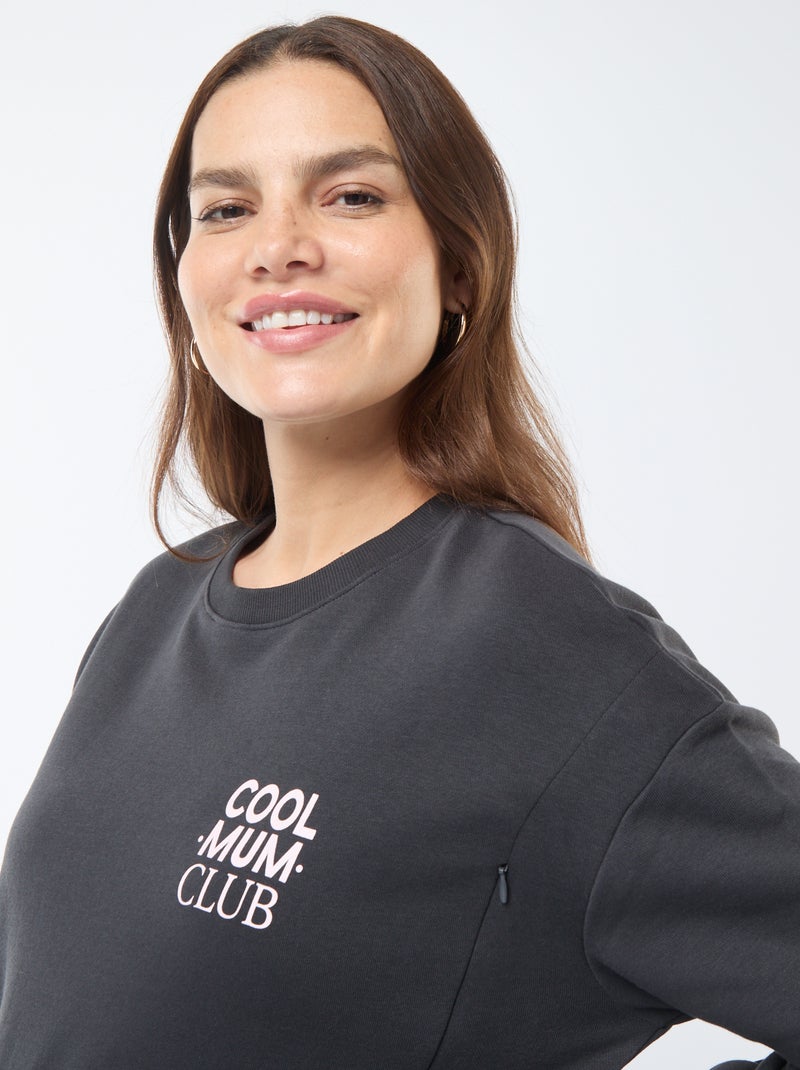 Fleece Nursing Sweatshirt Black - Kiabi