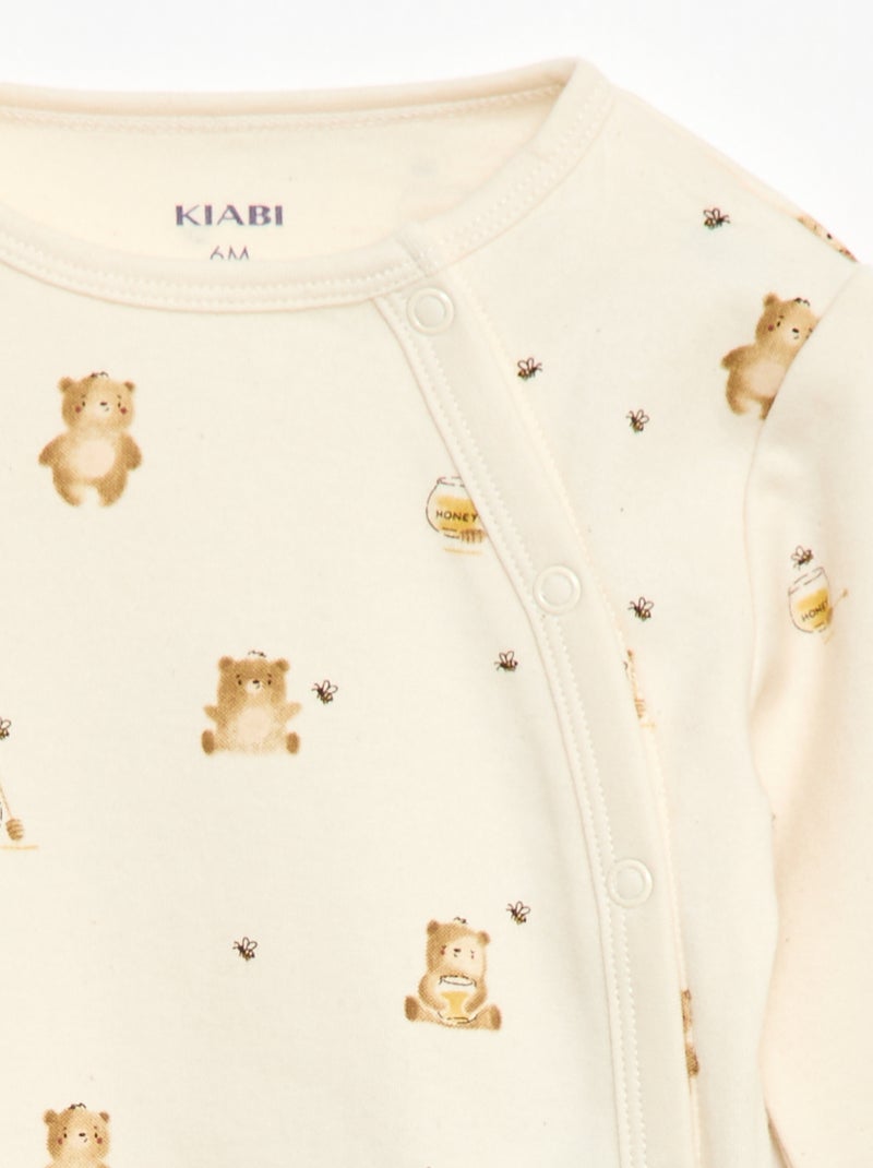 Fleece Pajama Set - 2 Pieces White - Kiabi