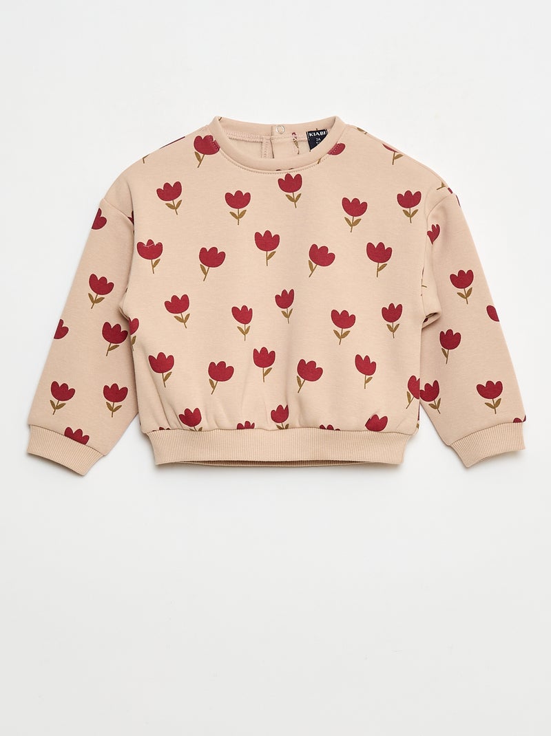 Fleece-Pullover mit Muster Beige - Kiabi