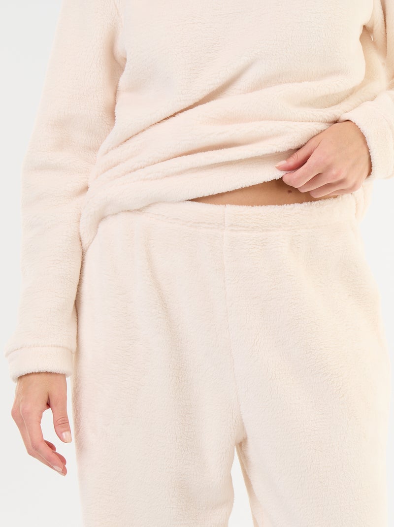 Fleece-Pyjama-Set mit T-Shirt und Hose – 2-teilig Blanc - Kiabi