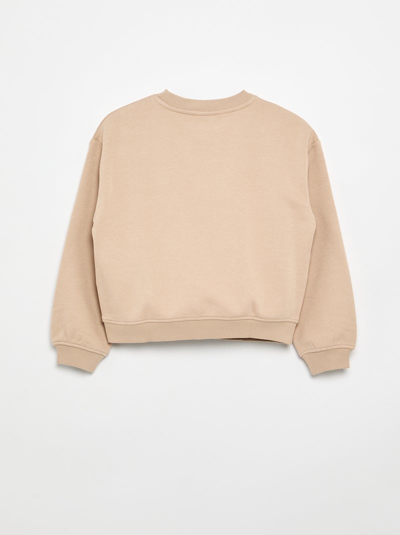 Fleece-Sweatshirt mit Brustprint Beige - Kiabi