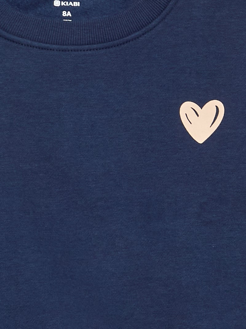 Fleece-Sweatshirt mit Brustprint Bleu - Kiabi
