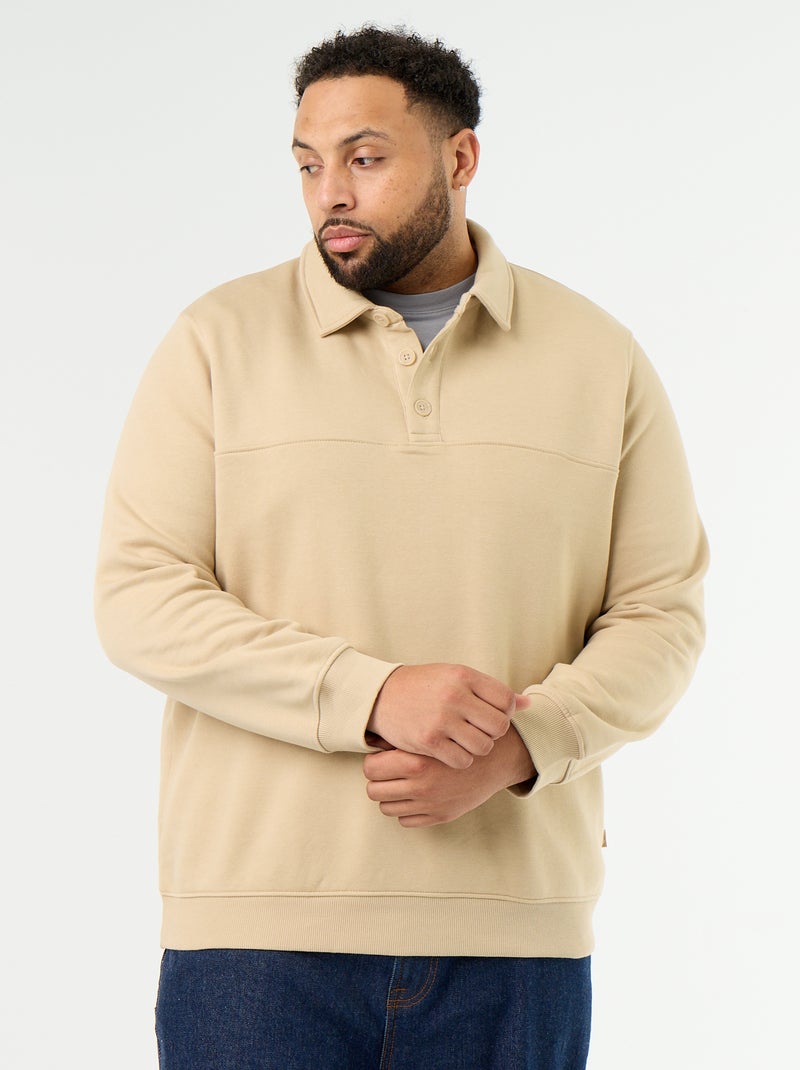 Fleece-Sweatshirt mit Polokragen Beige - Kiabi