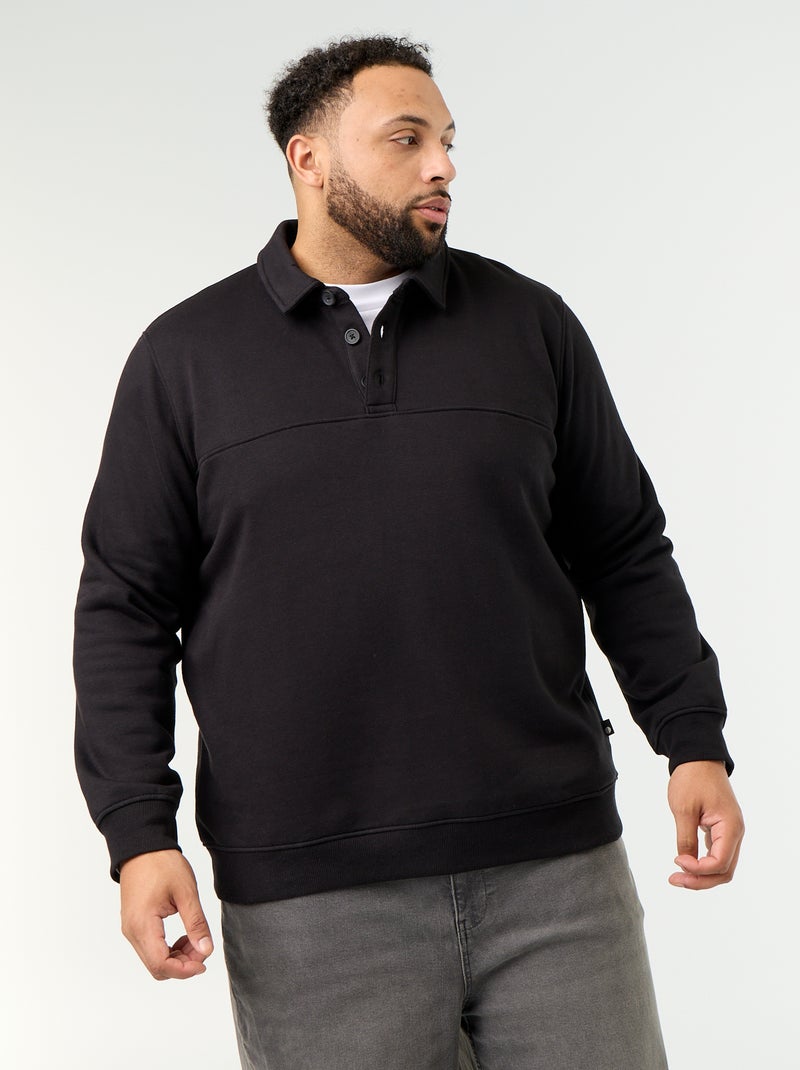 Fleece-Sweatshirt mit Polokragen Noir - Kiabi