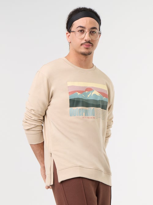 Fleece Sweatshirt with Print - Easy-Dressing Collection - Kiabi