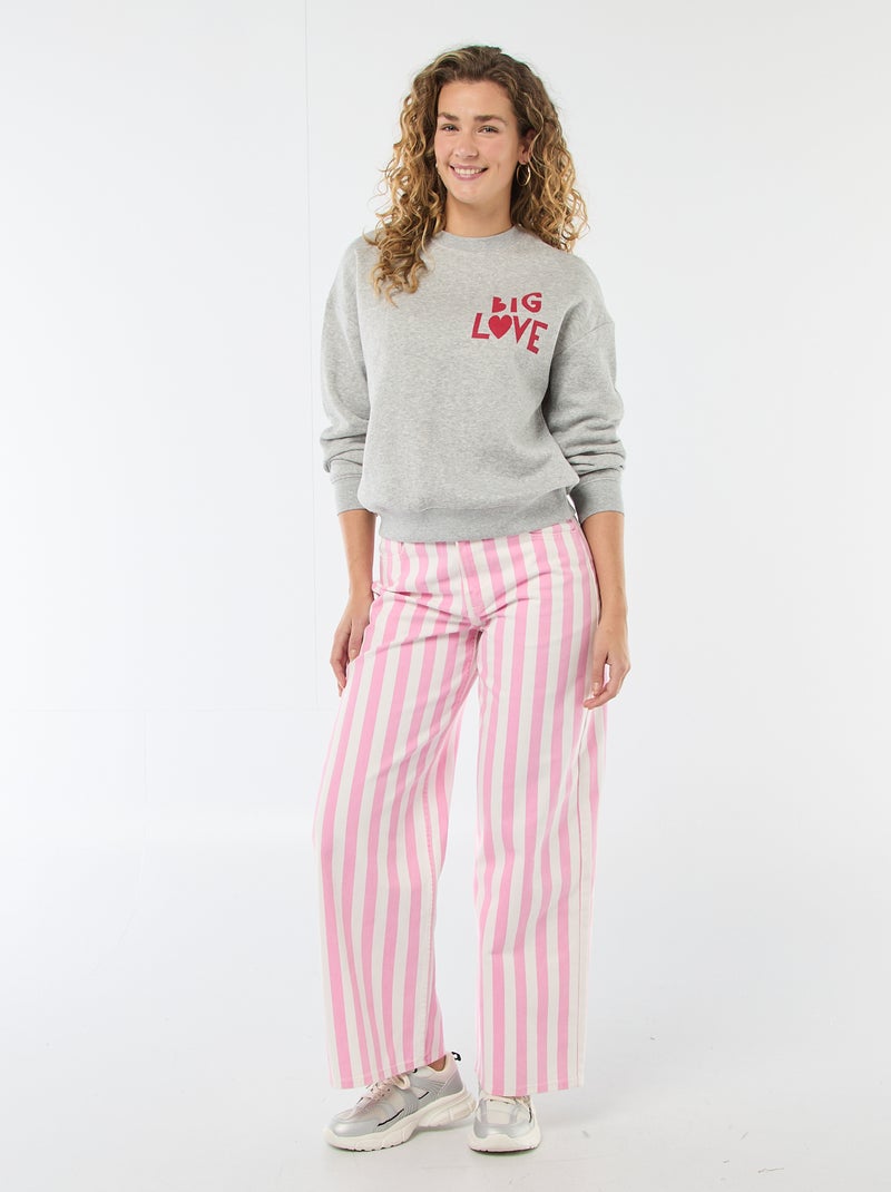 Fleece Sweatshirt with Slogan Grey - Kiabi