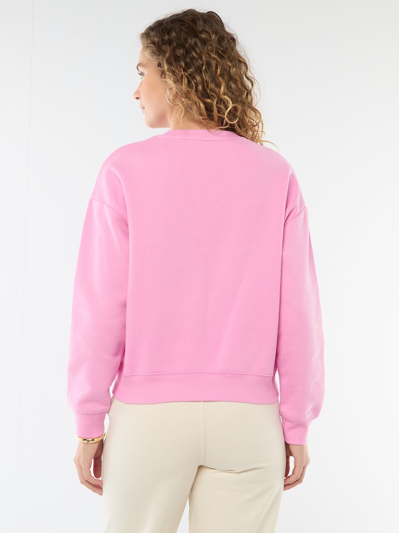 Fleece Sweatshirt with Slogan Pink - Kiabi