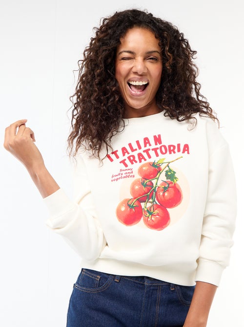 Fleece Sweatshirt with Slogan - Kiabi