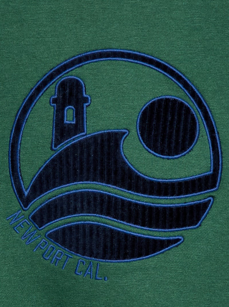 Fleece Sweatshirt with Velvet Print Green - Kiabi