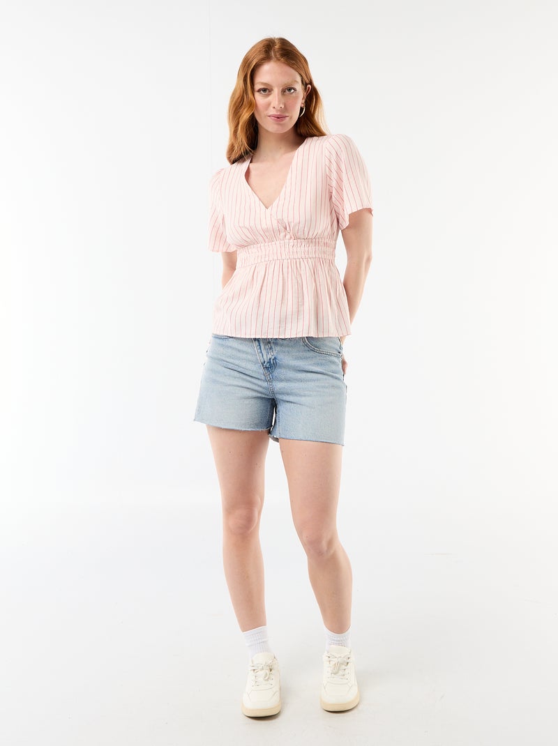 Fliessende Bluse mit ausgestelltem Schnitt Rosa - Kiabi