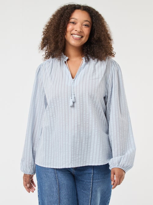 Fliessende Bluse mit feinen Streifen - Kiabi