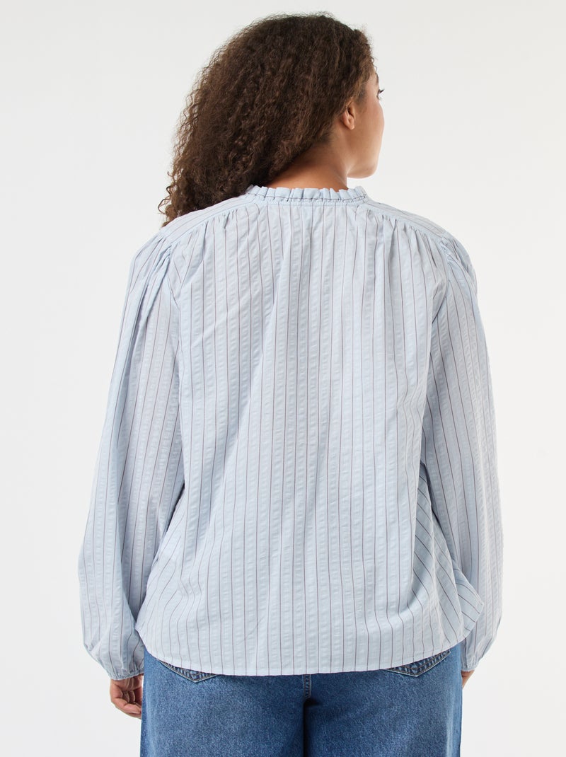 Fliessende Bluse mit feinen Streifen Blau - Kiabi