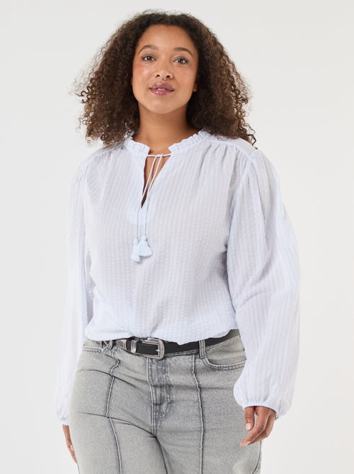 Fliessende Bluse mit feinen Streifen - Kiabi