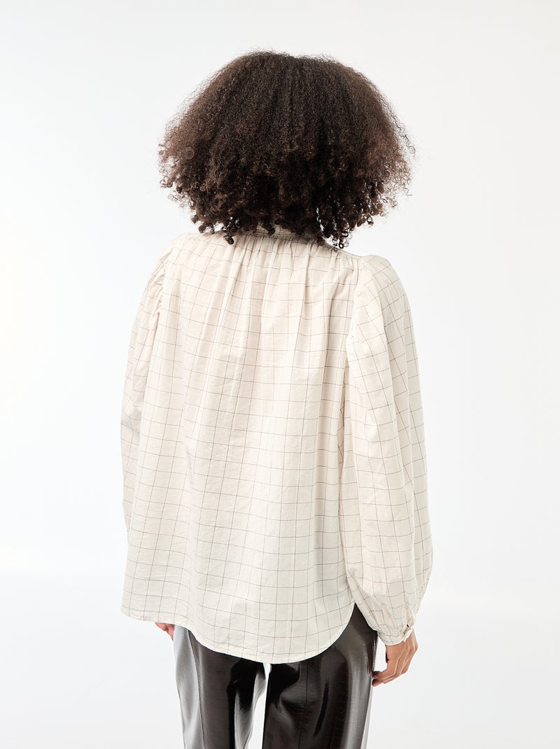 Fliessende Bluse mit Karomuster Weiße Fliesen - Kiabi