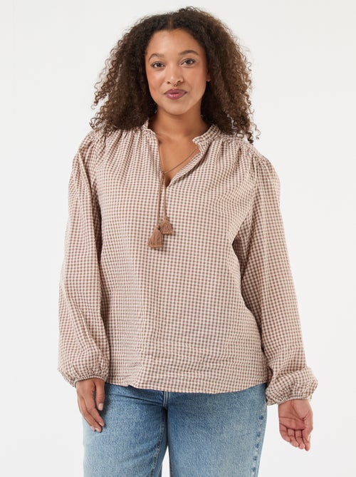 Fliessende Bluse mit Vichy-Karo - Kiabi