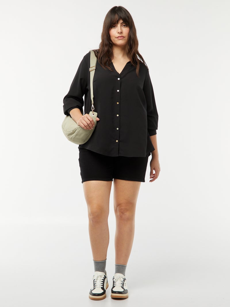 Fliessende Crêpe-Bluse SCHWARZ - Kiabi