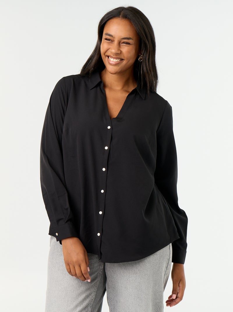 Fliessende einfarbige Bluse Noir - Kiabi