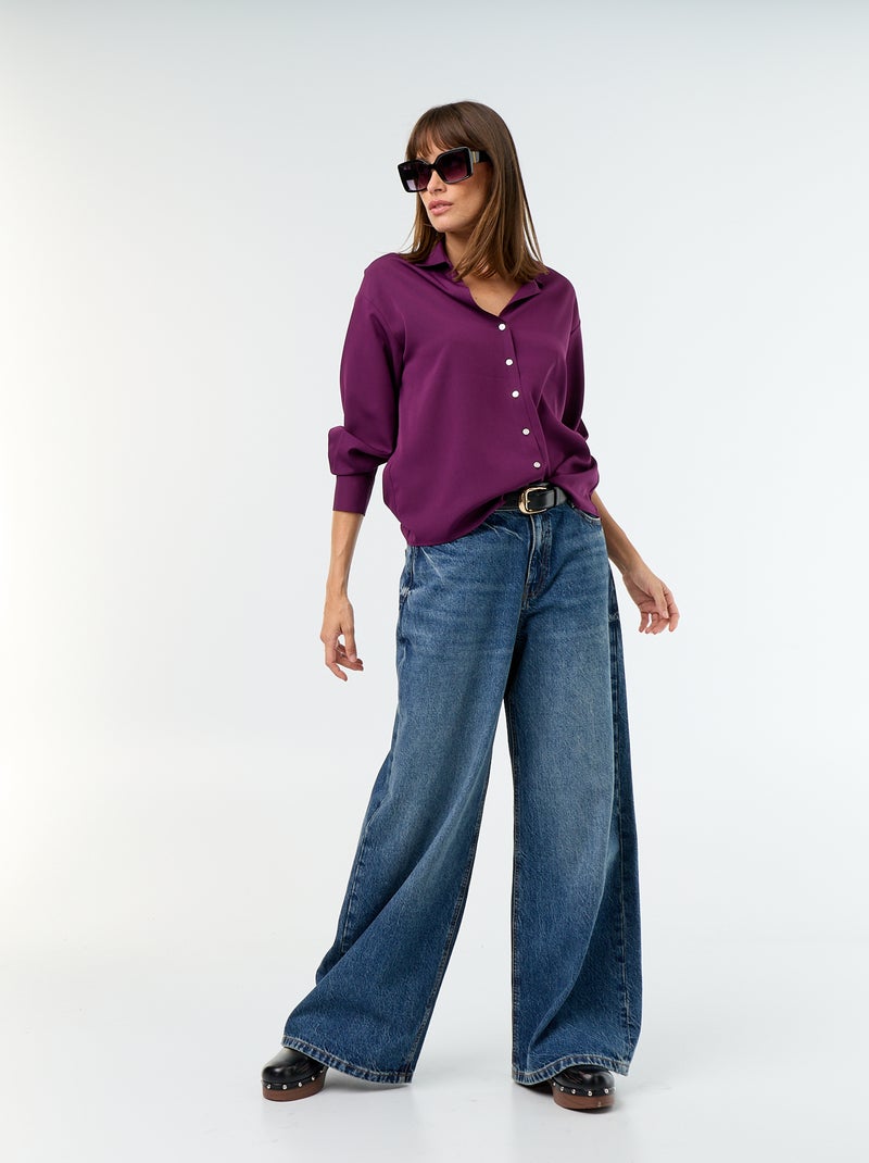 Fliessende, einfarbige Bluse Violet - Kiabi