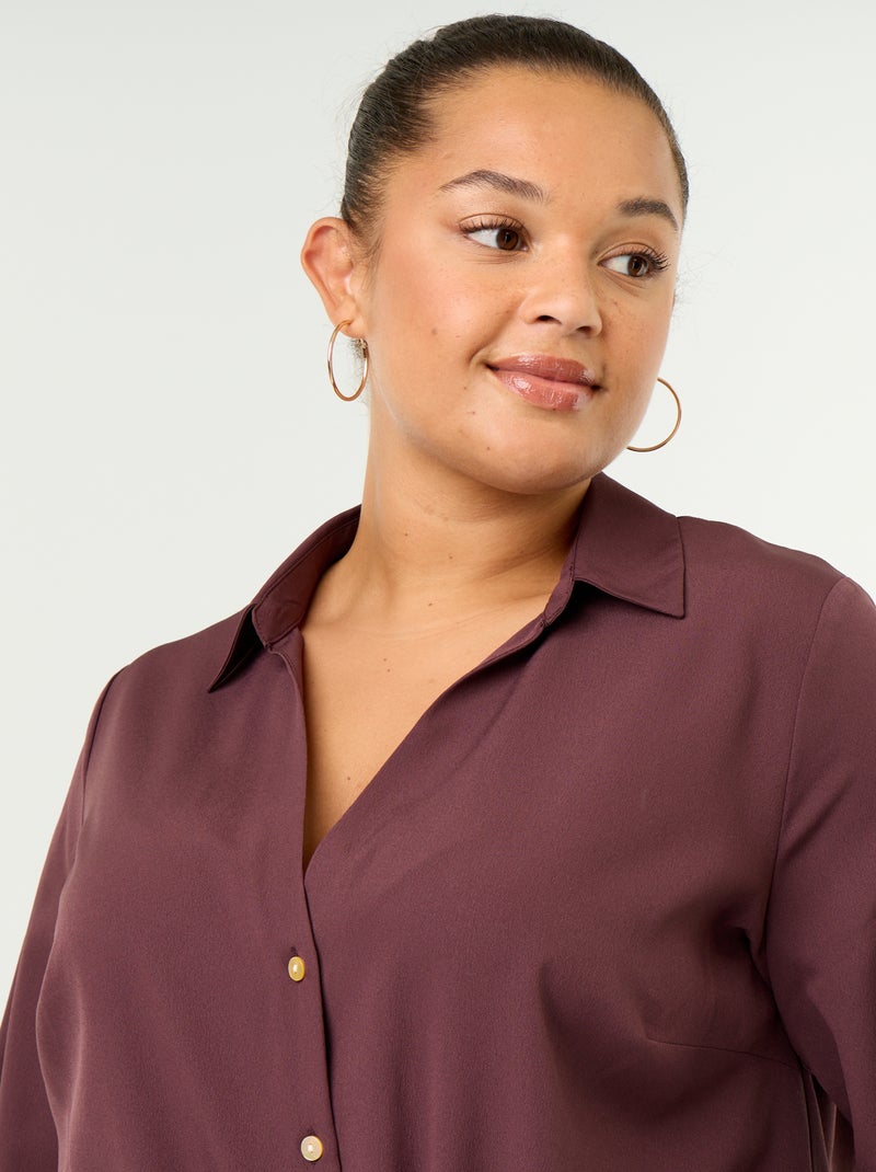 Fliessende einfarbige Bluse Violet - Kiabi