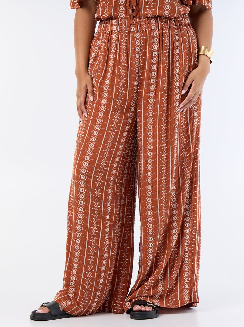 Fliessende Hose mit Stickereien Orange - Kiabi